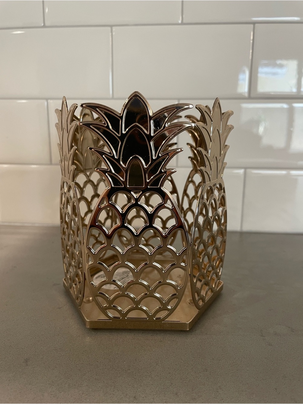 Bath & Body Works Gold Pineapple Cutout Candle Holder